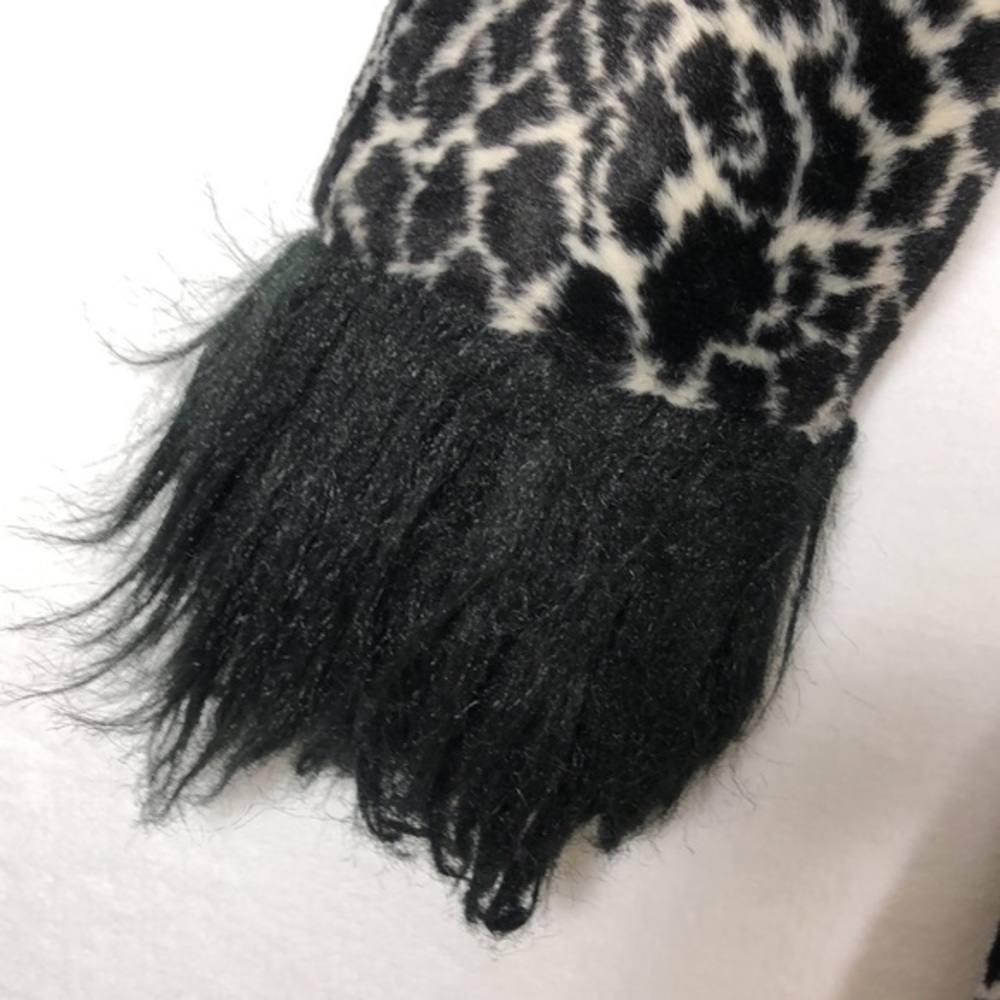 Rare Vintage Betsey Johnson Mongolian Faux Fur Animal Print 90s Y2k Trench Coat - Picture 6 of 16